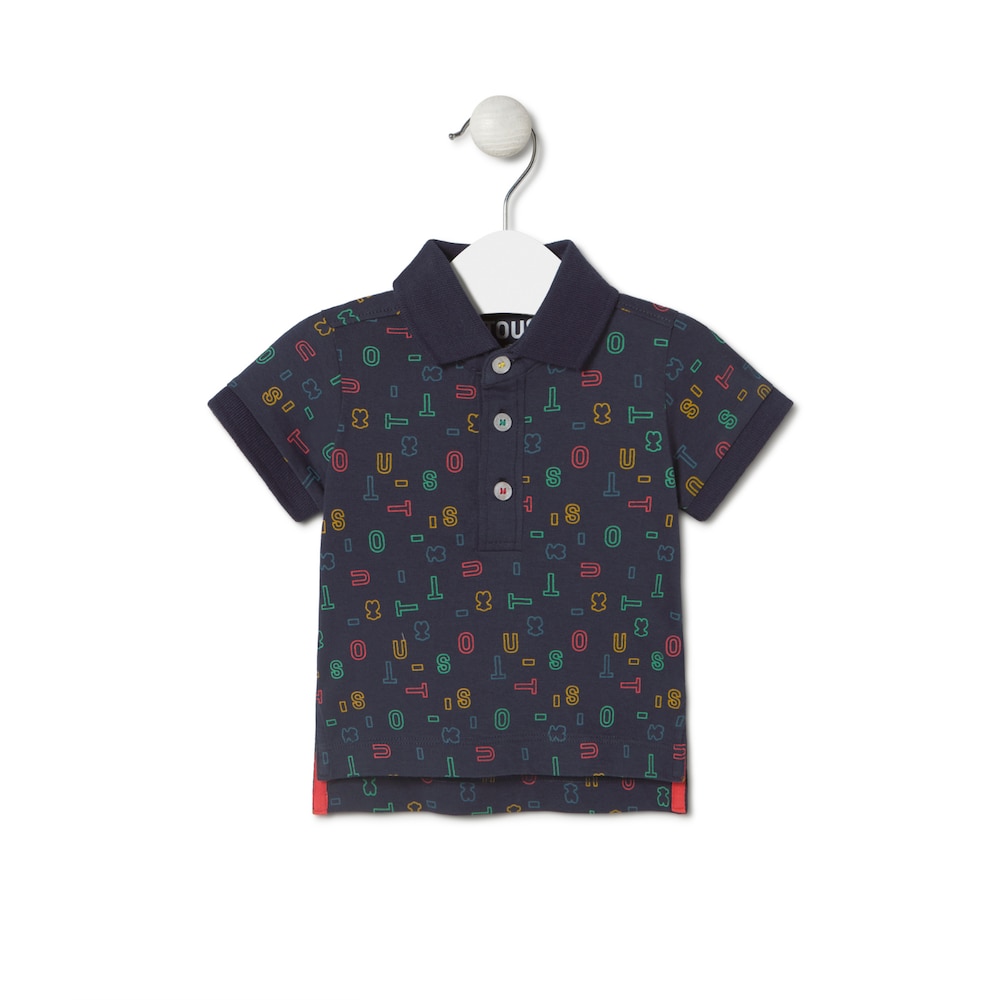 Polo t-shirt with multicoloured letters in Casual navy blue
