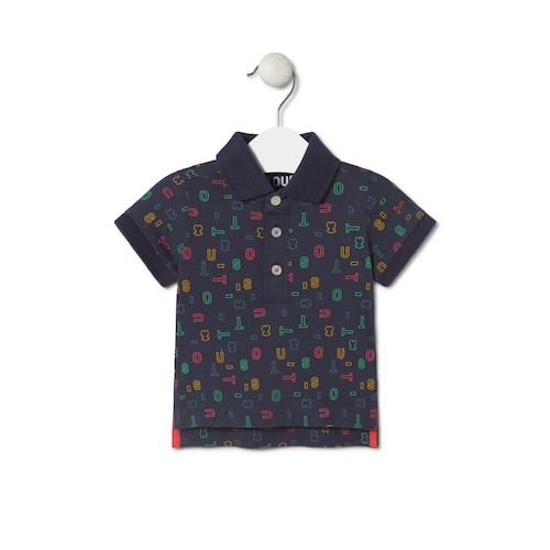 Polo t-shirt with multicoloured letters in Casual navy blue