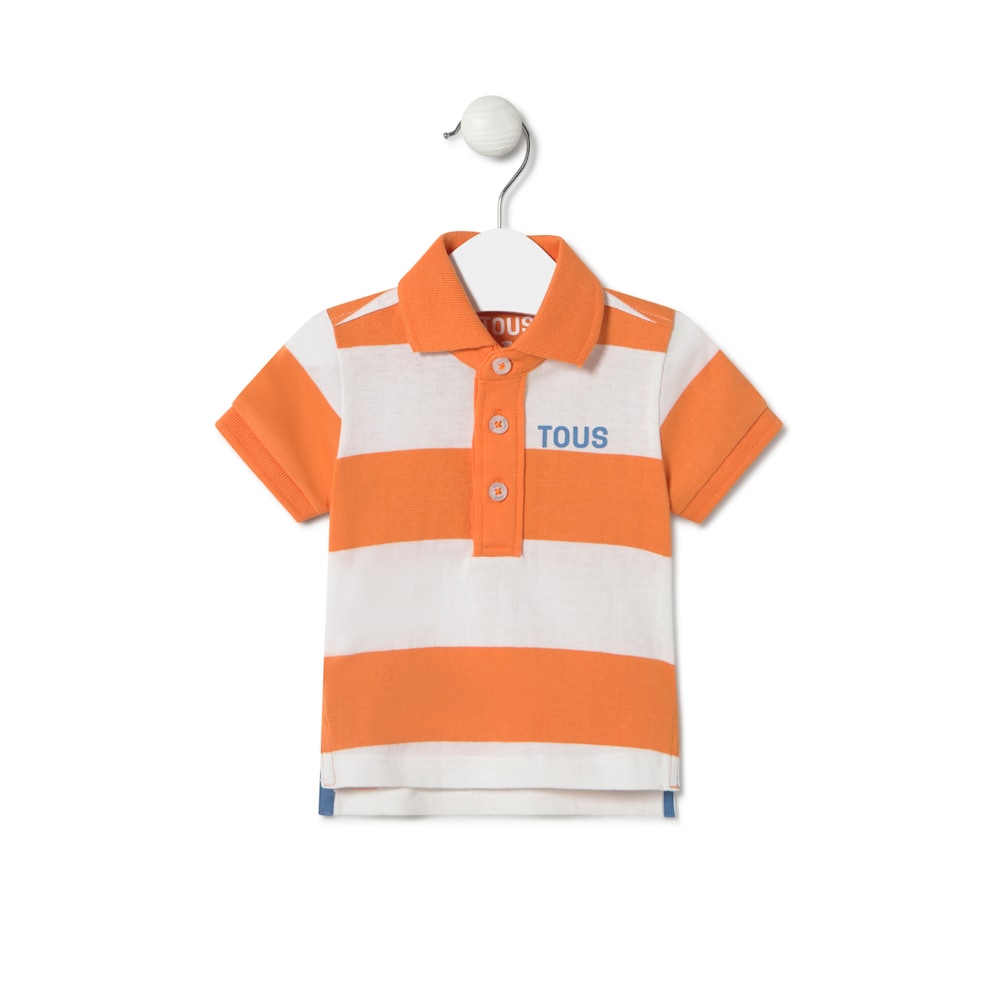 Striped polo t-shirt in Casual orange