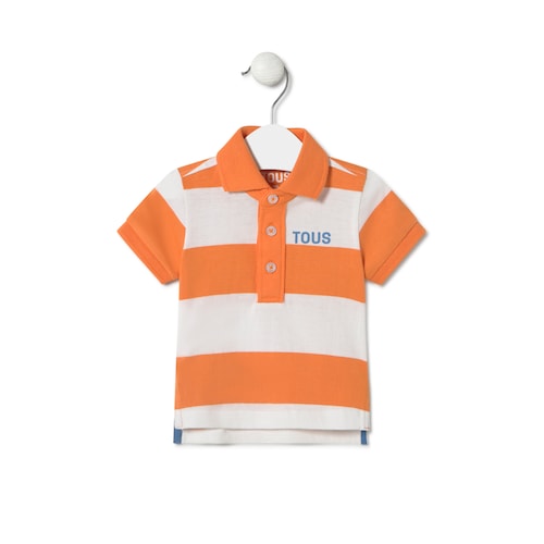 Striped polo t-shirt in Casual orange