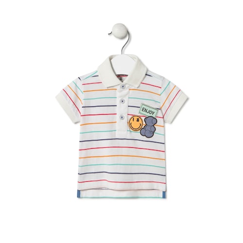 Polo às riscas Casual branco