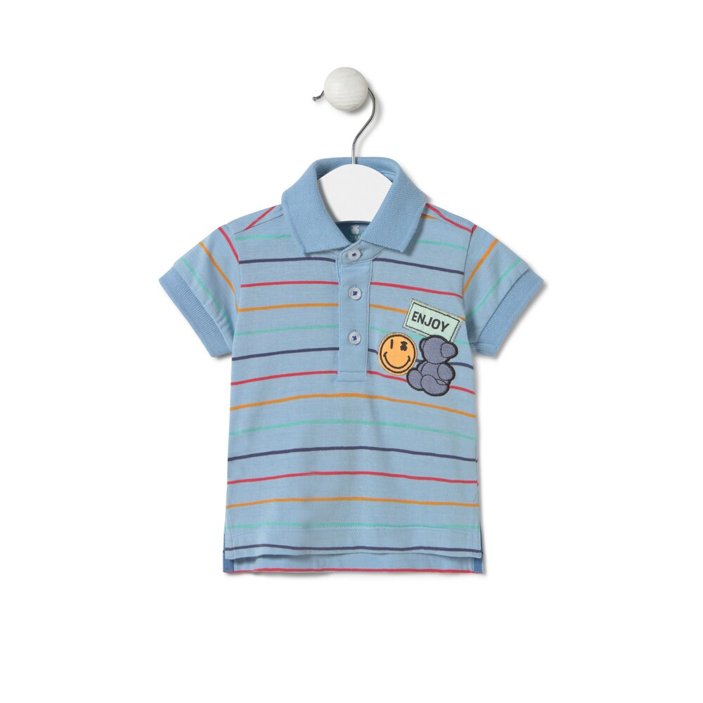 Stripy polo t-shirt in Casual sky blue