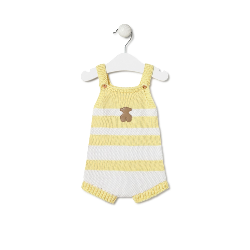Knitted baby romper in Tricot yellow stripes