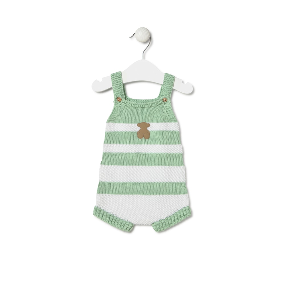 Knitted baby romper in Tricot green stripes