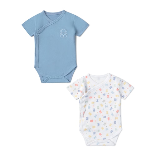 Conjunto de bodies de bebé cruzados Star azul celeste