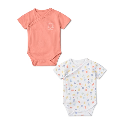 Conjunto de bodies de bebé cruzados Star cor-de-rosa