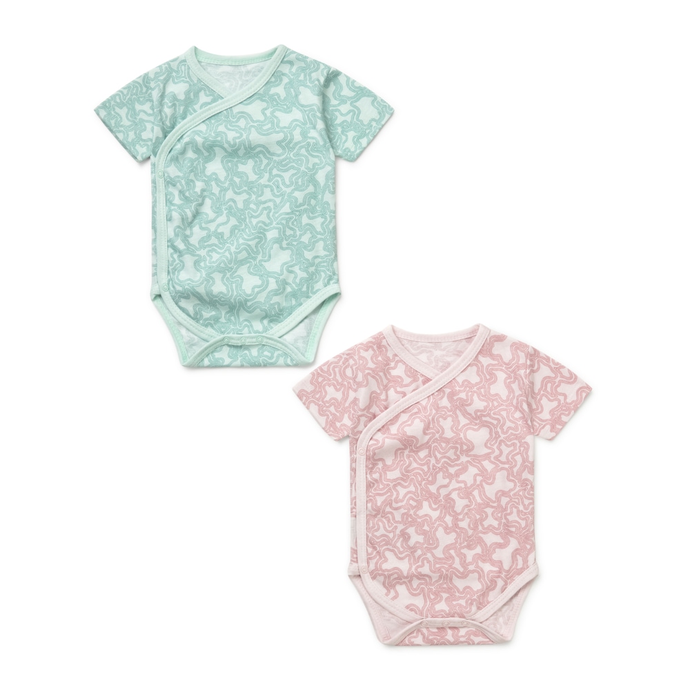 Pack of wrap-over baby bodysuits in KaosP pink