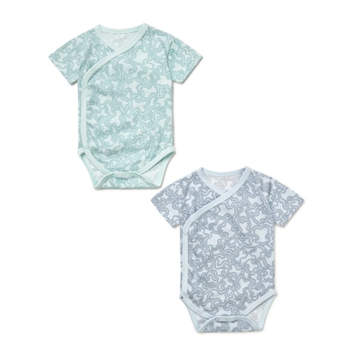Conjunto de bodies de bebé cruzados KaosP azul celeste