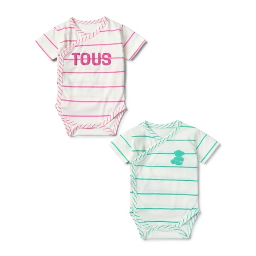 Conjunto de bodies de bebé cruzados Vibrant cor-de-rosa