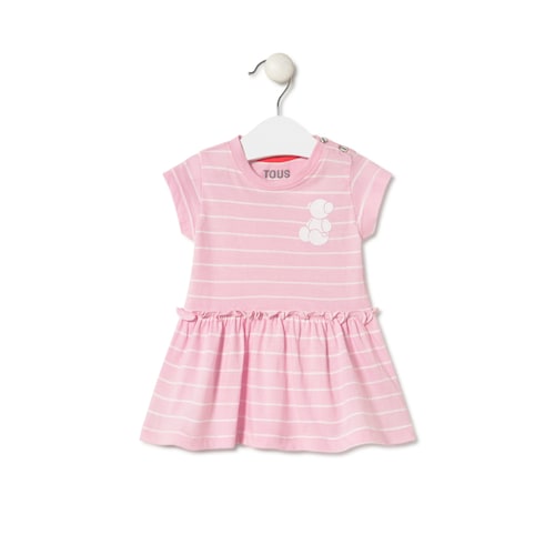 Stripy dress in Casual pink