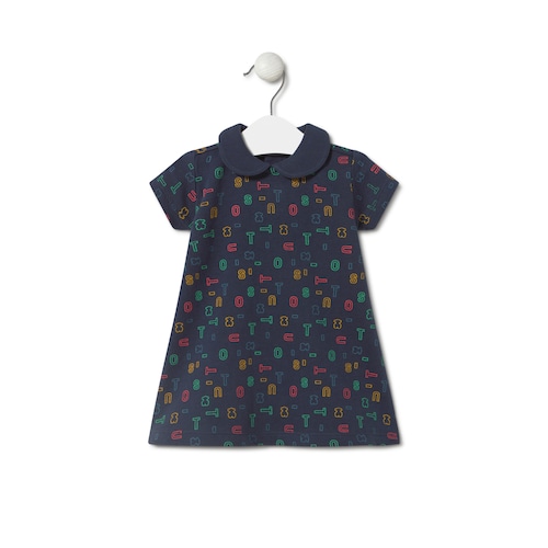 Vestido letras multicolor Casual azul marinho