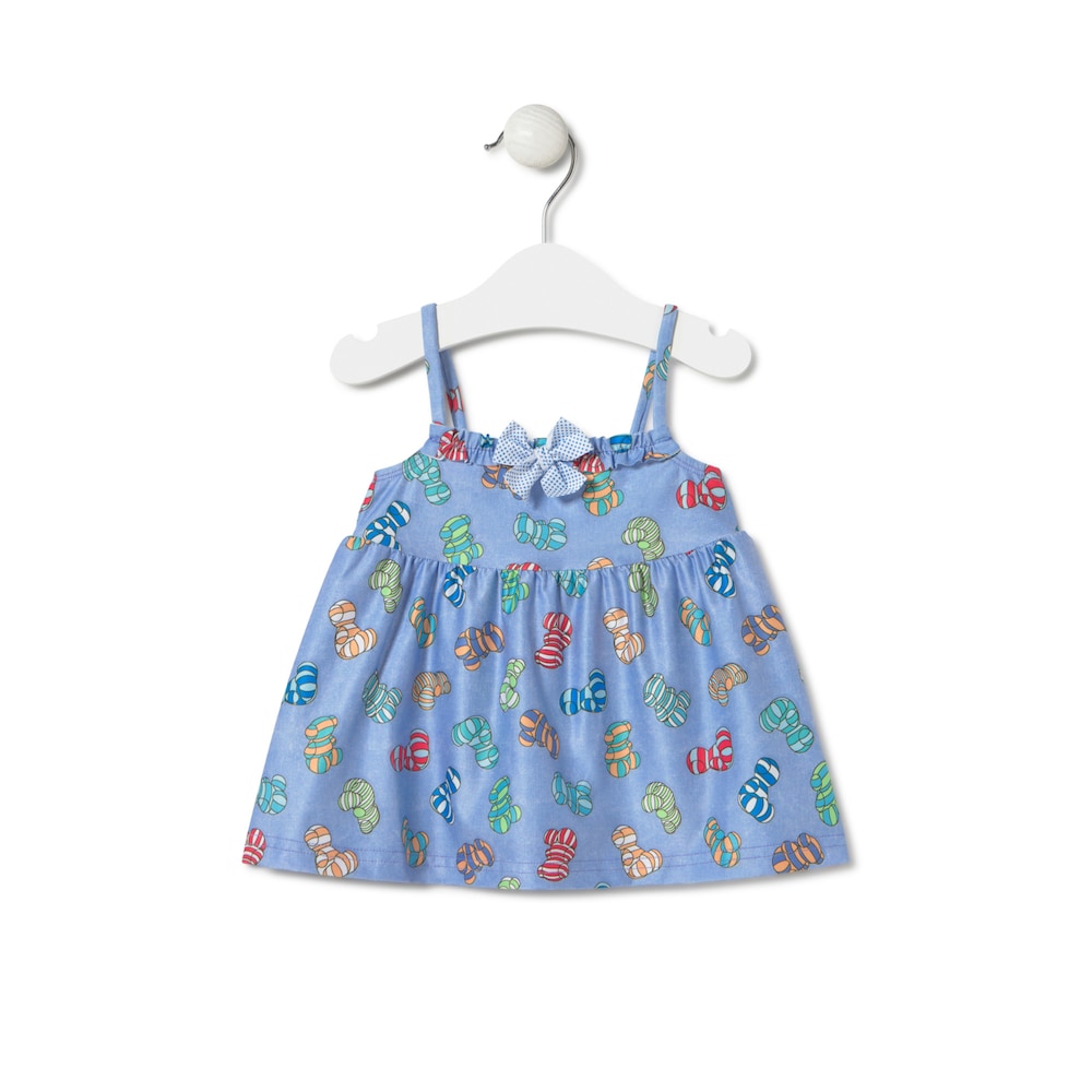 Girls sleeveless shoulder strap dress in Candy blue