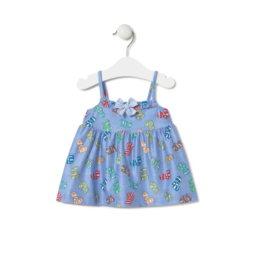 Girls sleeveless shoulder strap dress in Candy blue