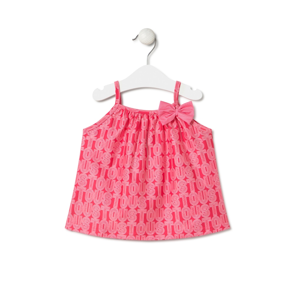 Girls spaghetti strap dress in Line coral