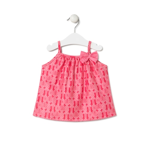 Vestido de al&ccedil;as de menina Line coral