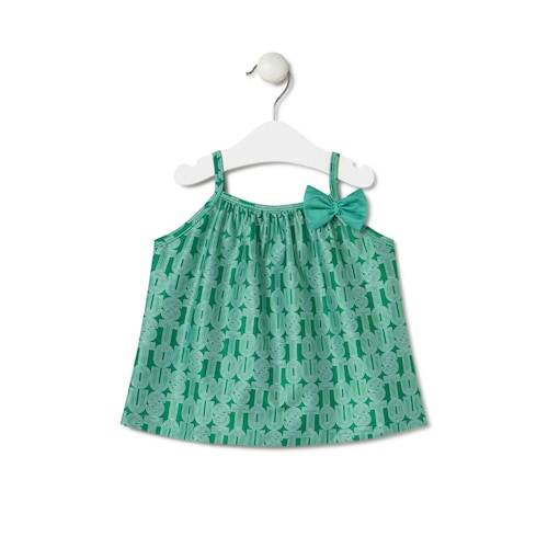 Vestido de alças de menina Line verde