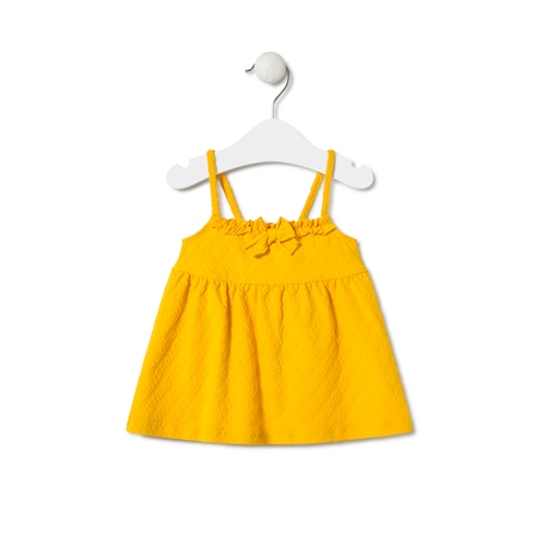 Vestido de alças de menina Logótipo amarelo