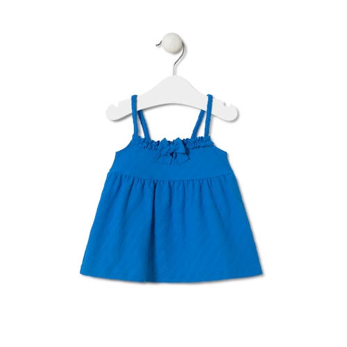 Girls spaghetti strap dress in Logo blue