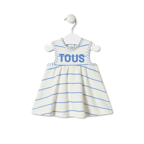 Girls stripy dress in Vibrant blue
