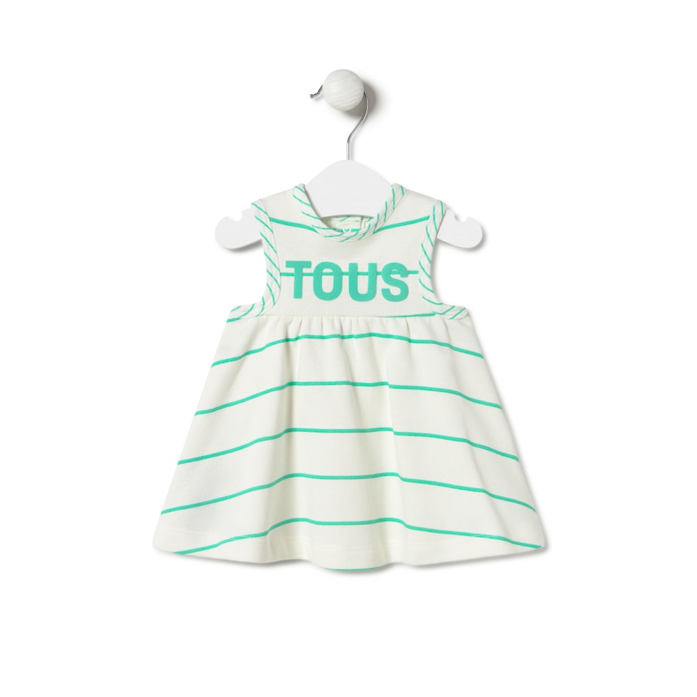 Girls stripy dress in Vibrant green