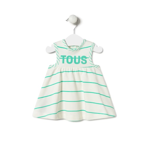 Girls stripy dress in Vibrant green