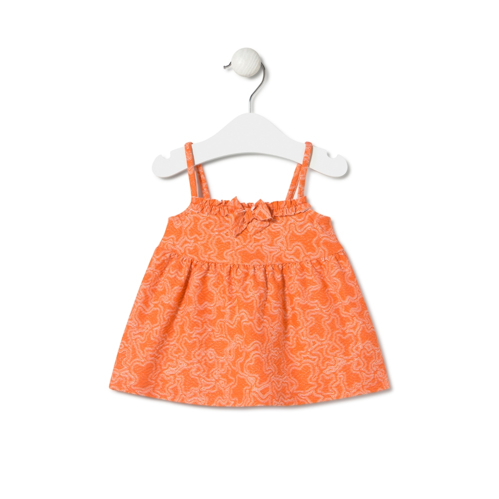 Vestido de al&ccedil;as de menina MKaos cor-de-laranja