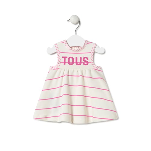 Girls stripy dress in Vibrant pink