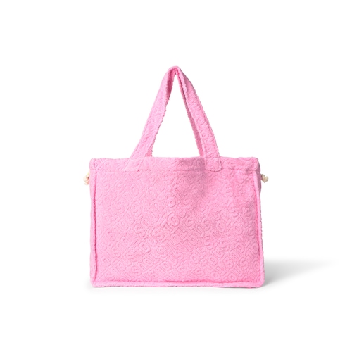 Saco de tecido atoalhado Log&oacute;tipo cor-de-rosa