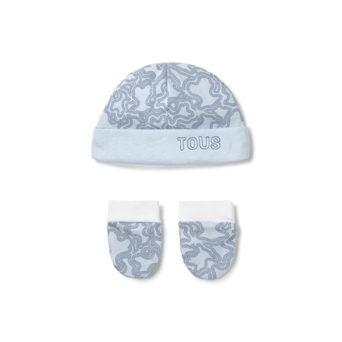 Conjunto de beb&eacute; gorro y manoplas KaosP celeste image number 0