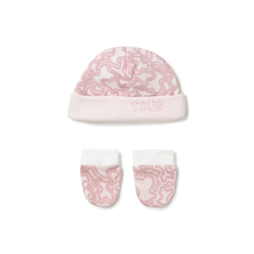 Conjunto de beb&eacute; gorro y manoplas KaosP rosa image number 0