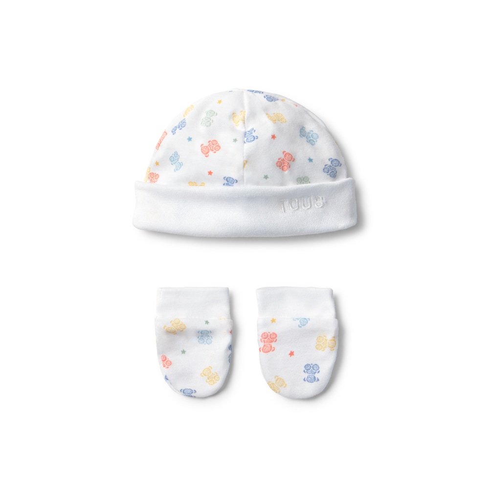 Baby hat and mittens set in Star unique