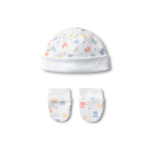 Baby hat and mittens set in Star unique