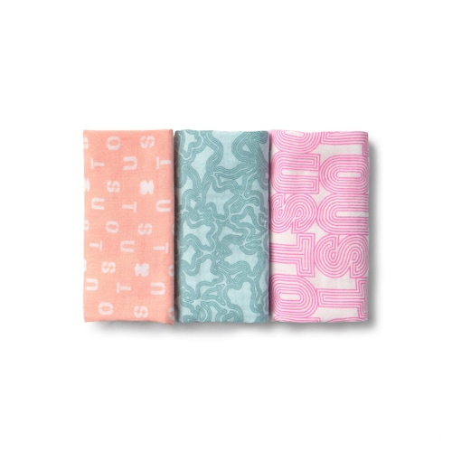 Pack of 3 muslins in MMuse pink
