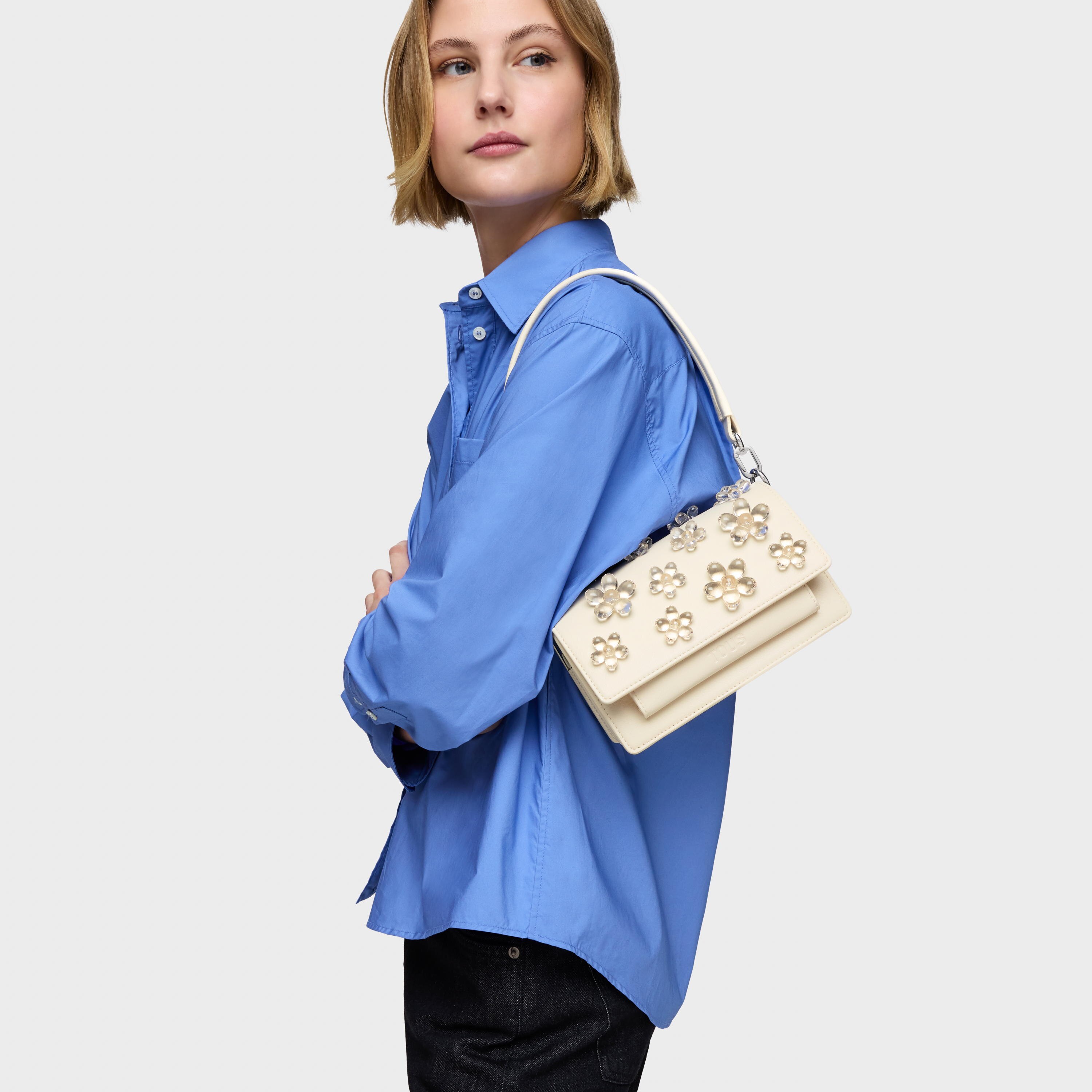 Small beige Crossbody bag Audree Daisy