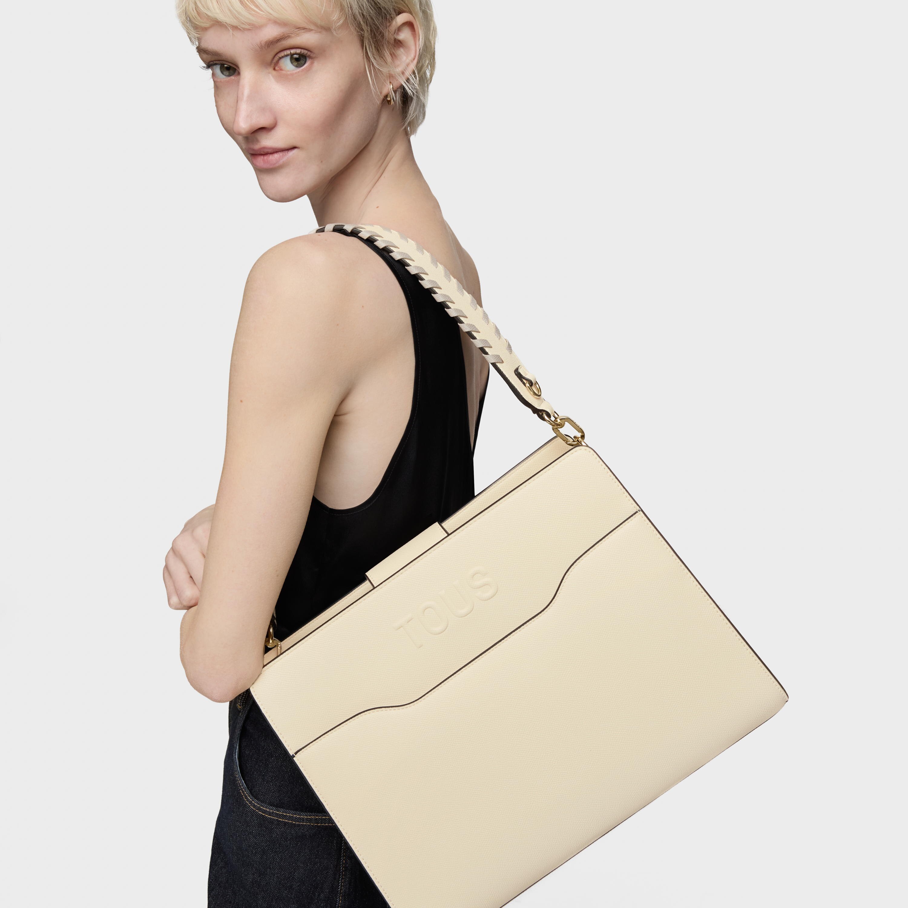 Medium beige Shopping bag Audree Saffiano