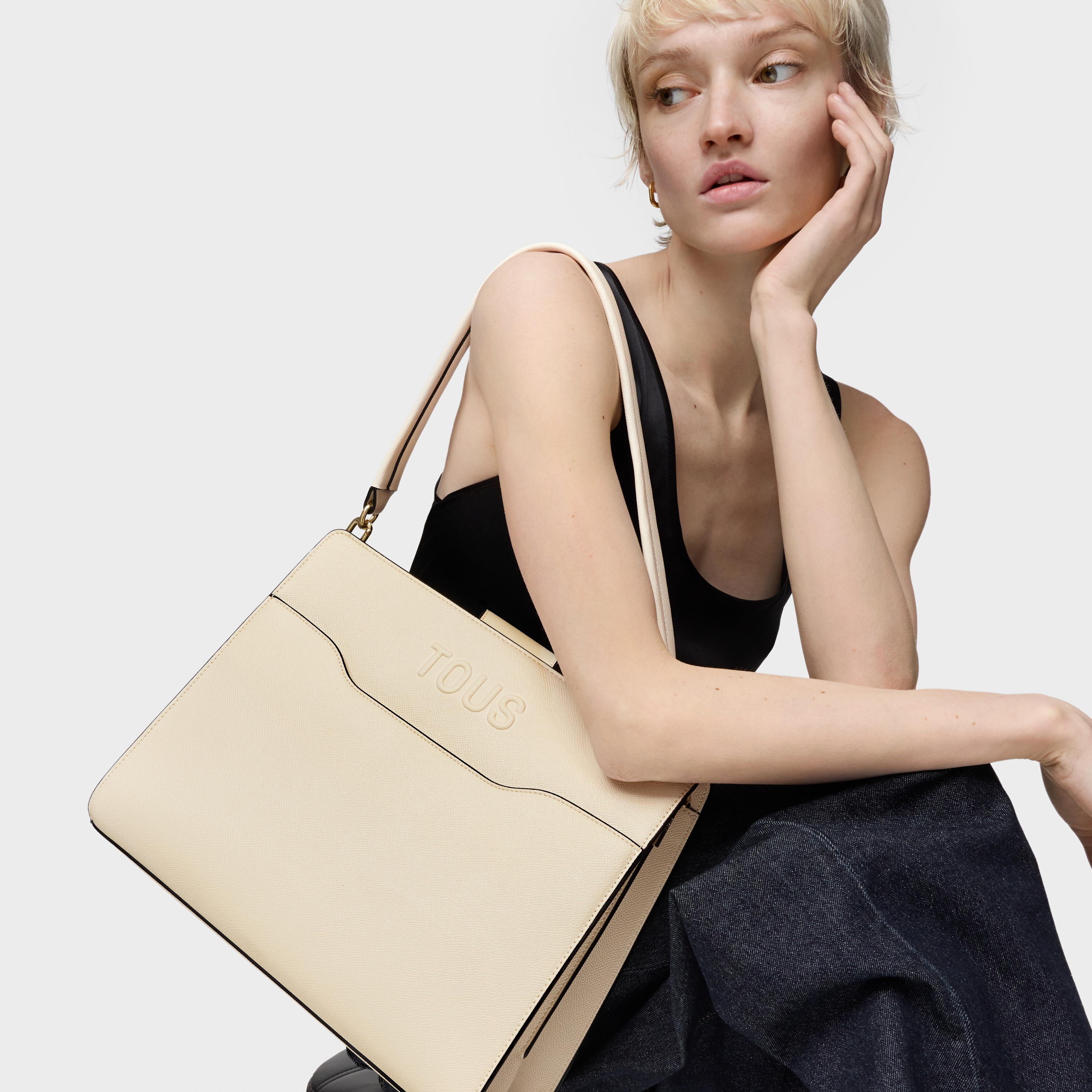 Medium beige Shopping bag Audree Saffiano