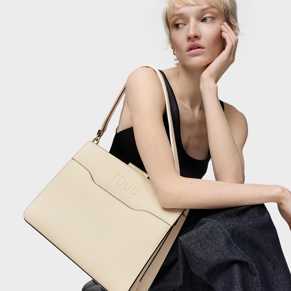 Medium beige Shopping bag Audree Saffiano Medium beige Shopping bag Audree Saffiano