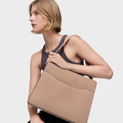 Średnia szarobrązowa Torba typu shopping Audree Saffiano