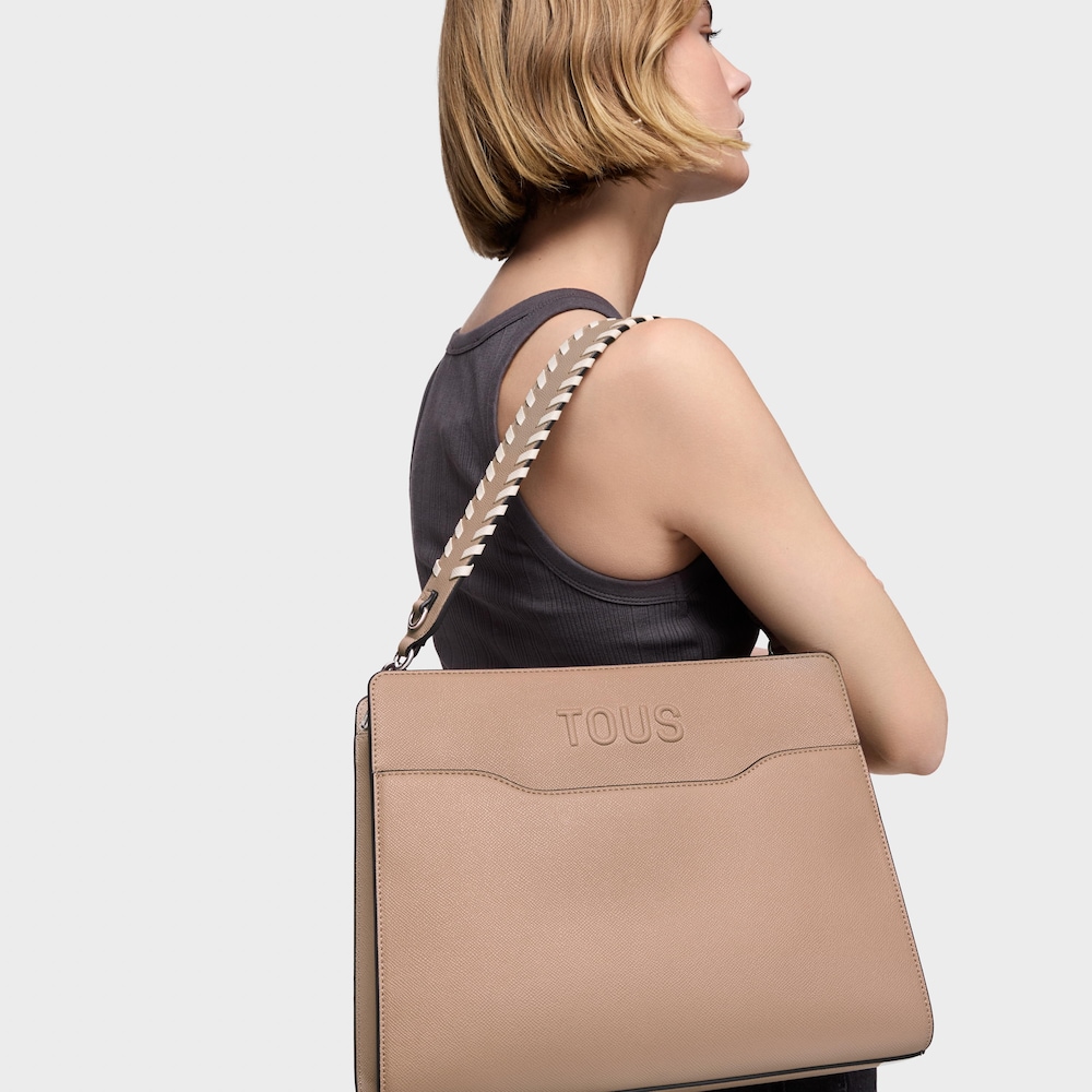 Medium taupe-colored Shopping bag Audree Saffiano