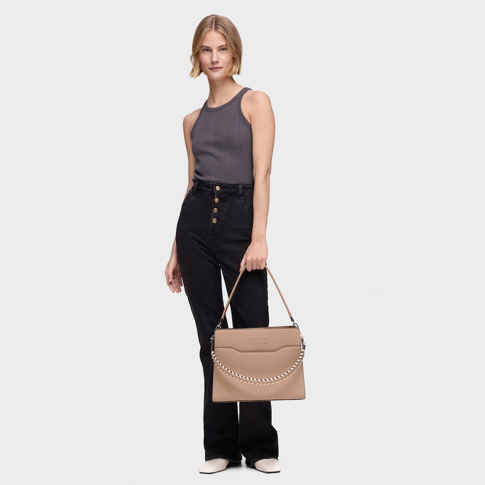 Medium taupe-colored Shopping bag Audree Saffiano