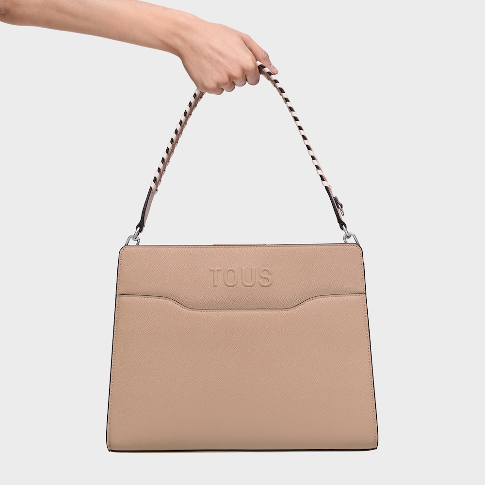 Medium taupe-colored Shopping bag Audree Saffiano