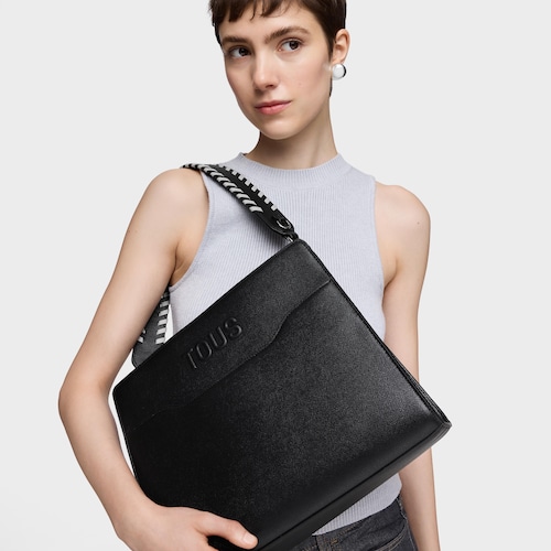 Średnia czarna Torba typu shopping Audree Saffiano