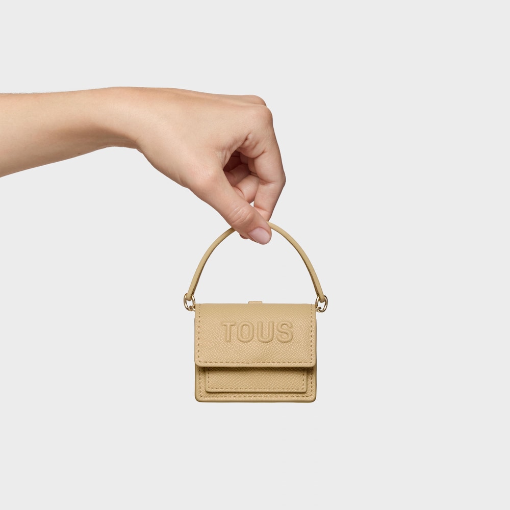 Portachiavi con mini borsa a tracolla color sabbia Audree