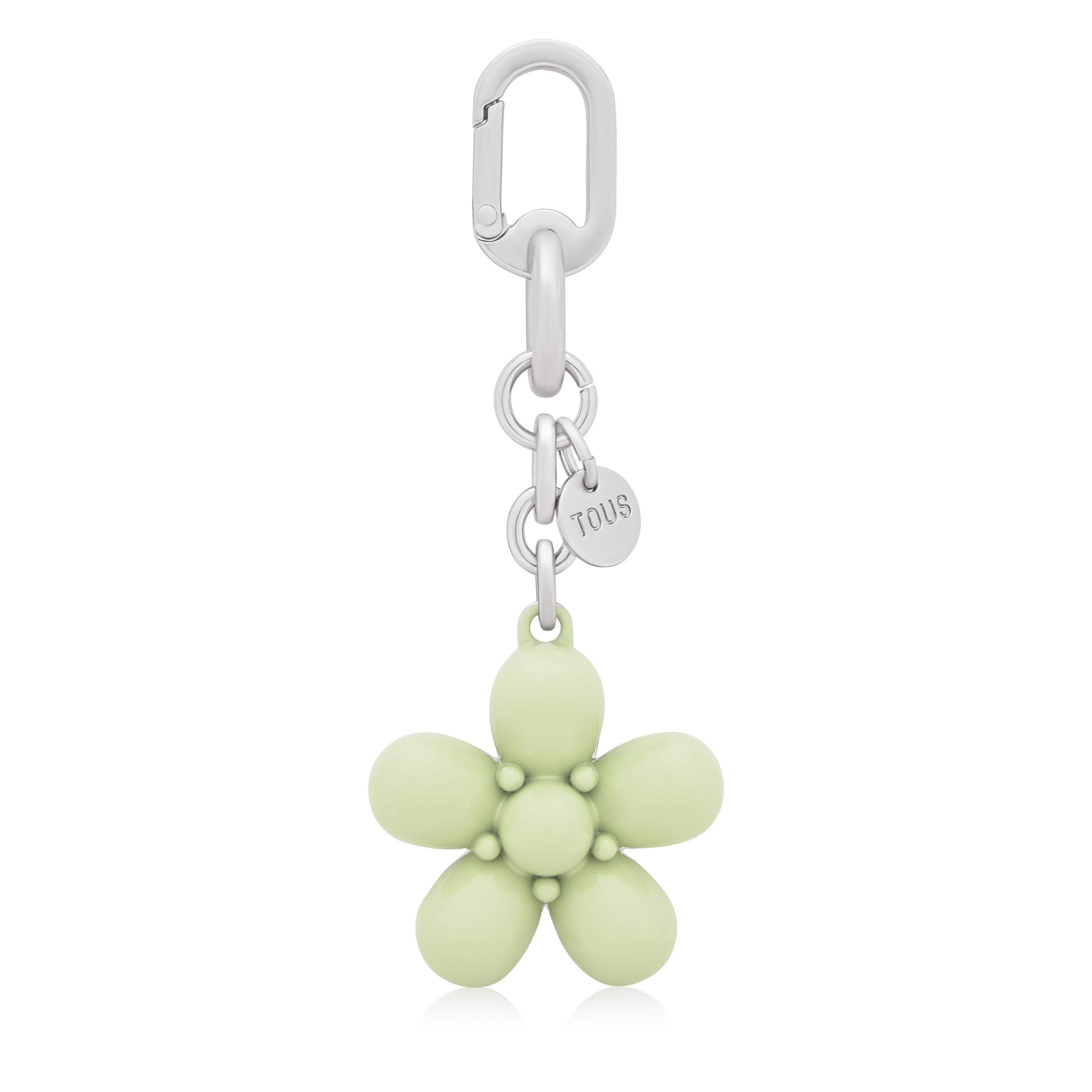 Olive green Key ring Puffed Daisy Flower