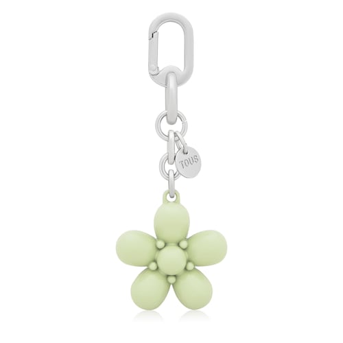 Olive green Key ring Puffed Daisy Flower