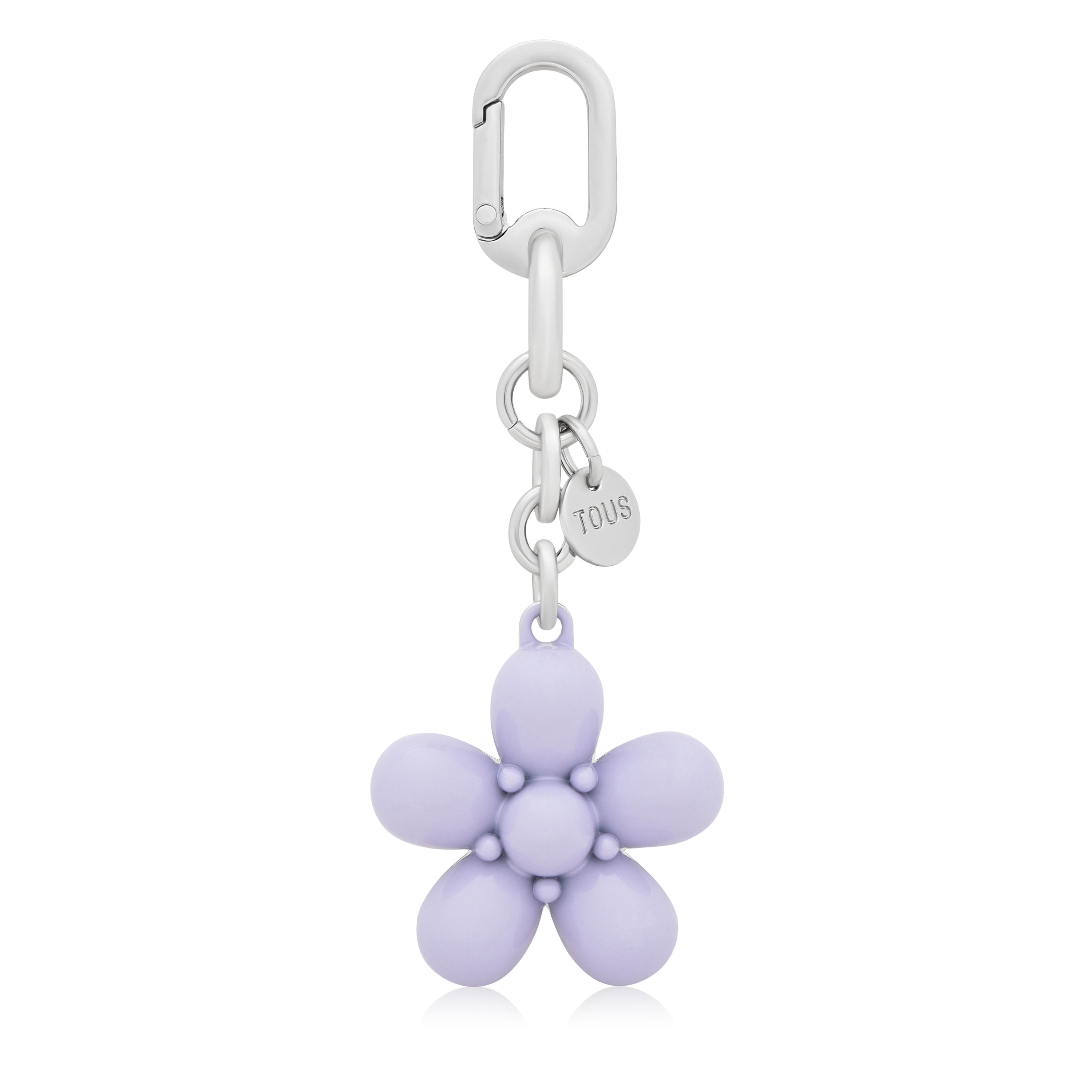 Mauve Key ring Puffed Daisy Flower