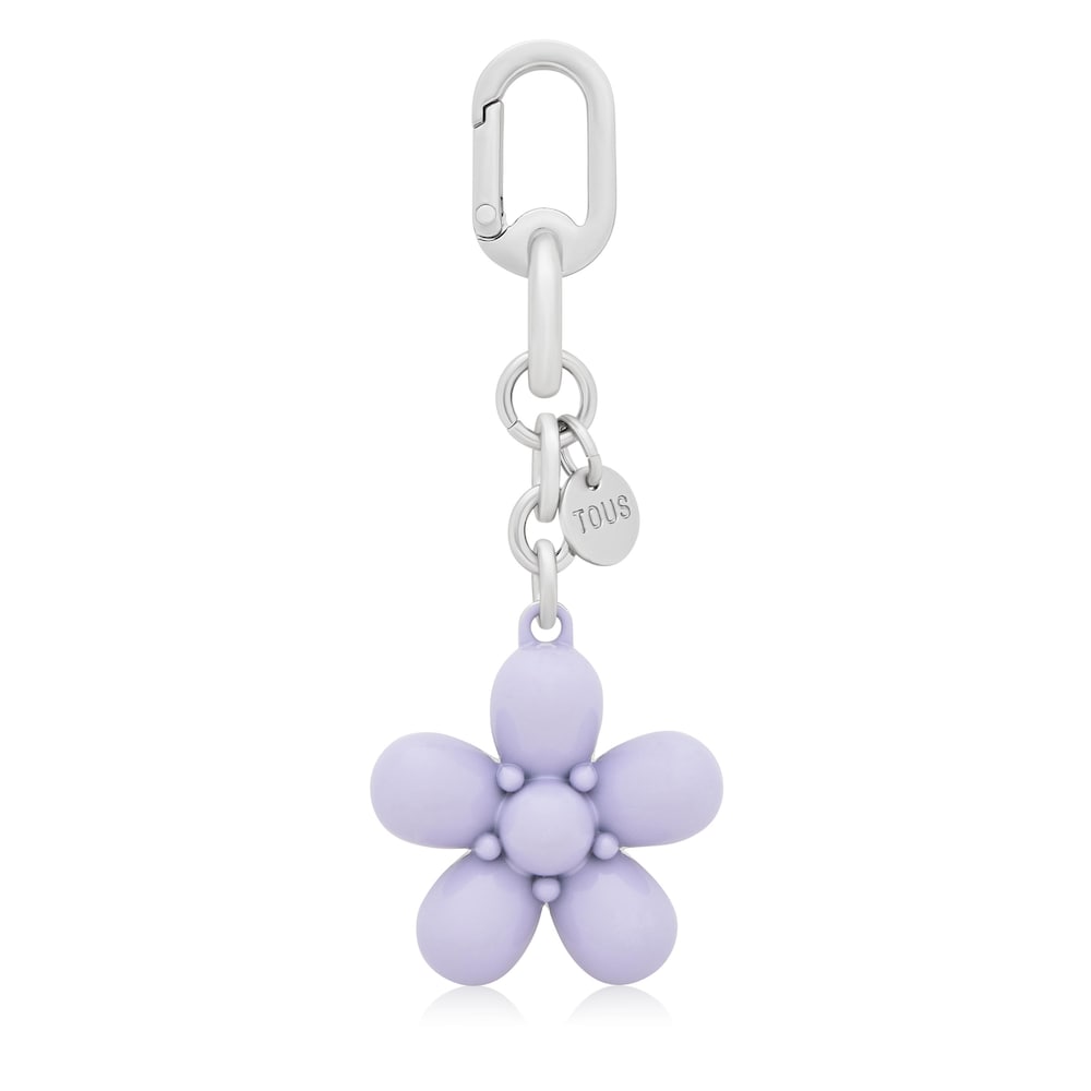 Mauve Key ring Puffed Daisy Flower