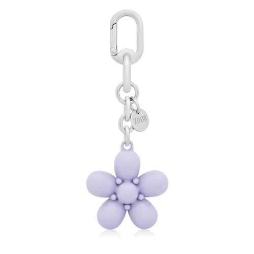 Mauve Key ring Puffed Daisy Flower