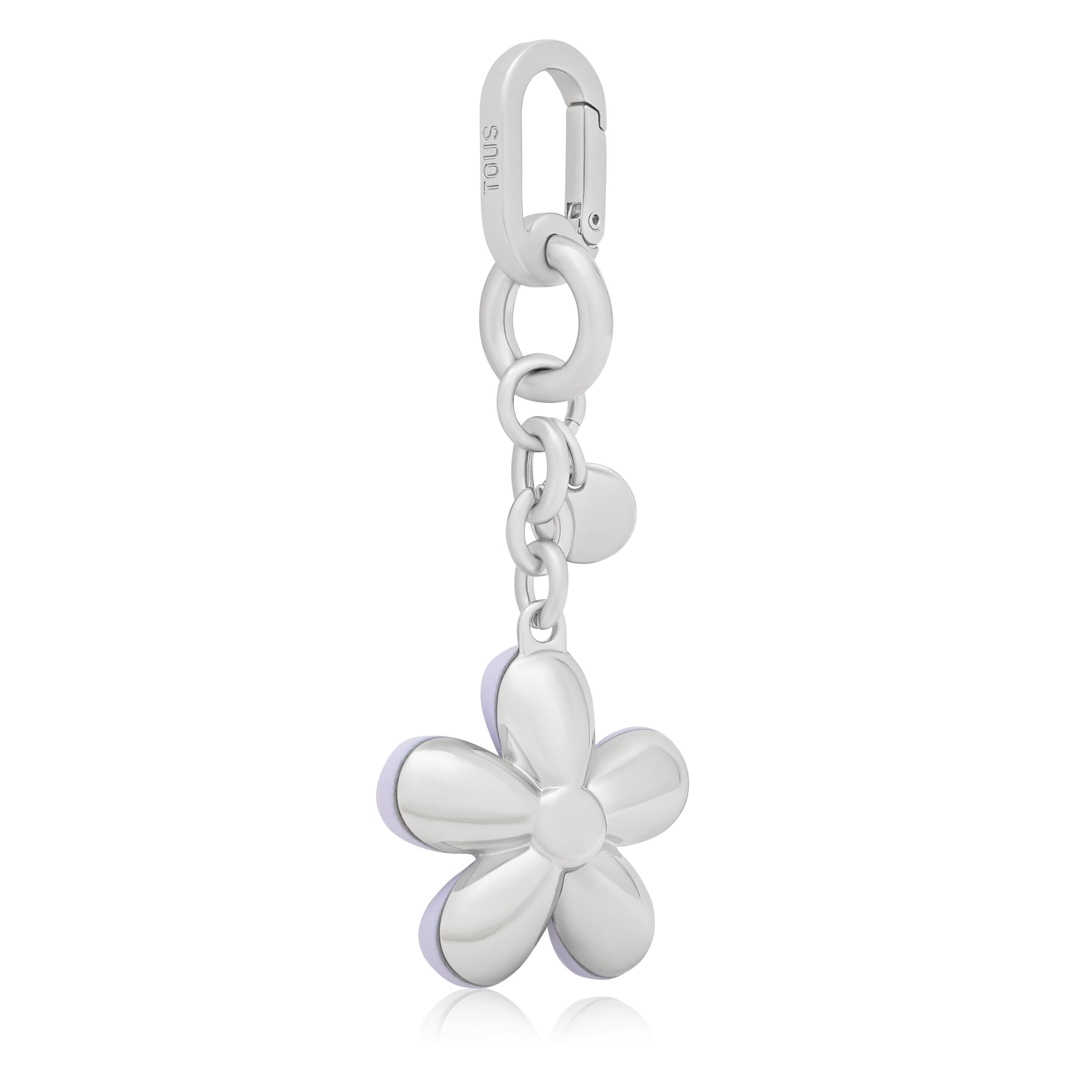Mauve Key ring Puffed Daisy Flower