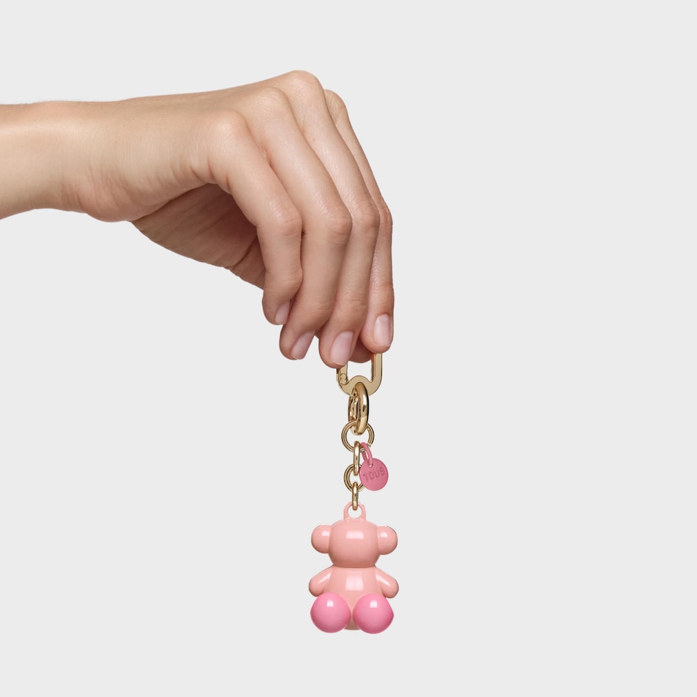 Kovov&yacute; Kroužek na kl&iacute;če v&nbsp;tmavě růžov&eacute; a&nbsp;zlat&eacute; barvě Bold Bear